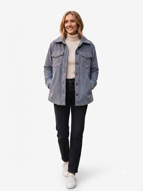 Nordstrom Bagatelle Collection Blue Corduroy Button-Down Shacket XS